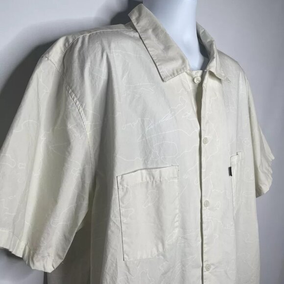 100 Thieves Ivory Cream White Abstract Printed Button Up Shirt - Picture 4 of 8